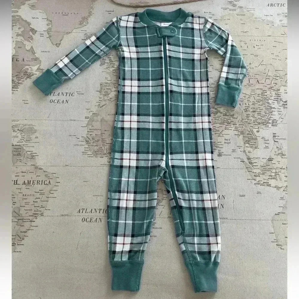 HA Green Plaid Pajamas Size 2T